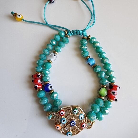 Turquoise Evil Eye Charm Bracelet - Picture 1 of 4
